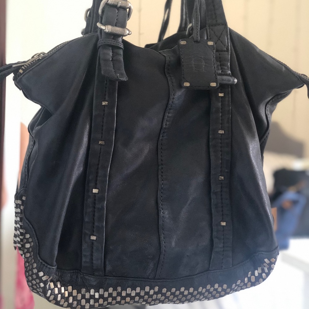 Olivia Harris Leather Tote with Studs